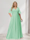 A-Line/Princess V-Neck Half Sleeves Chiffon Plus Size Bridesmaid Dresses with Pockets