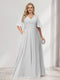 A-Line/Princess V-Neck Half Sleeves Chiffon Plus Size Bridesmaid Dresses with Pockets