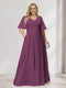 A-Line/Princess V-Neck Half Sleeves Chiffon Plus Size Bridesmaid Dresses with Pockets