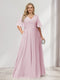 A-Line/Princess V-Neck Half Sleeves Chiffon Plus Size Bridesmaid Dresses with Pockets