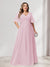 A-Line/Princess V-Neck Half Sleeves Chiffon Plus Size Bridesmaid Dresses with Pockets