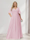 A-Line/Princess V-Neck Half Sleeves Chiffon Plus Size Bridesmaid Dresses with Pockets