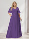 A-Line/Princess V-Neck Half Sleeves Chiffon Plus Size Bridesmaid Dresses with Pockets