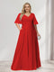 A-Line/Princess V-Neck Half Sleeves Chiffon Plus Size Bridesmaid Dresses with Pockets