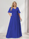 A-Line/Princess V-Neck Half Sleeves Chiffon Plus Size Bridesmaid Dresses with Pockets