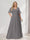 A-Line/Princess V-Neck Half Sleeves Chiffon Plus Size Bridesmaid Dresses with Pockets