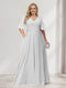 A-Line/Princess V-Neck Half Sleeves Chiffon Plus Size Bridesmaid Dresses with Pockets