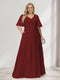 A-Line/Princess V-Neck Half Sleeves Chiffon Plus Size Bridesmaid Dresses with Pockets