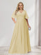 A-Line/Princess V-Neck Half Sleeves Chiffon Plus Size Bridesmaid Dresses with Pockets