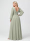 A-Line/Princess V-Neck Long Sleeves Chiffon Ruffles Plus Size Bridesmaid Dresses with Pockets