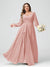 A-Line/Princess V-Neck Long Sleeves Chiffon Ruffles Plus Size Bridesmaid Dresses with Pockets