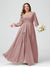 A-Line/Princess V-Neck Long Sleeves Chiffon Ruffles Plus Size Bridesmaid Dresses with Pockets