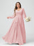 A-Line/Princess V-Neck Long Sleeves Chiffon Ruffles Plus Size Bridesmaid Dresses with Pockets