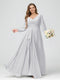 A-Line/Princess V-Neck Long Sleeves Chiffon Ruffles Plus Size Bridesmaid Dresses with Pockets
