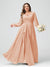 A-Line/Princess V-Neck Long Sleeves Chiffon Ruffles Plus Size Bridesmaid Dresses with Pockets