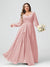 A-Line/Princess V-Neck Long Sleeves Chiffon Ruffles Plus Size Bridesmaid Dresses with Pockets