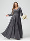 A-Line/Princess V-Neck Long Sleeves Chiffon Ruffles Plus Size Bridesmaid Dresses with Pockets