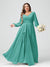 A-Line/Princess V-Neck Long Sleeves Chiffon Ruffles Plus Size Bridesmaid Dresses with Pockets