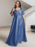 A-Line/Princess V-Neck Short Sleeves Silk Satin Plus Size Bridesmaid Dresses with Pockets
