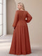 A-Line/Princess V-Neck Long Sleeves Chiffon Long Plus Size Bridesmaid Dresses With Split Side
