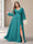 A-Line/Princess V-Neck Long Sleeves Chiffon Long Plus Size Bridesmaid Dresses With Split Side