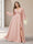 A-Line/Princess V-Neck Long Sleeves Chiffon Long Plus Size Bridesmaid Dresses With Split Side