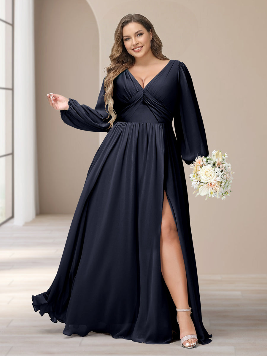 Lavetir Plus Size Bridesmaid Dresses Online with Long Sleeves Black 2026