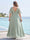 A-Line/Princess V-Neck Half Sleeves Chiffon Plus Size Bridesmaid Dresses with Pockets