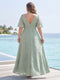 A-Line/Princess V-Neck Half Sleeves Chiffon Plus Size Bridesmaid Dresses with Pockets