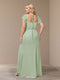 Sheath/Column Short Sleeves Chiffon Plus Size Bridesmaid Dresses with Split Side
