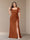 Sheath/Column Short Sleeves Chiffon Plus Size Bridesmaid Dresses with Split Side