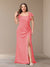 Sheath/Column Short Sleeves Chiffon Plus Size Bridesmaid Dresses with Split Side