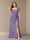 Sheath/Column Short Sleeves Chiffon Plus Size Bridesmaid Dresses with Split Side