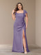 Sheath/Column Short Sleeves Chiffon Plus Size Bridesmaid Dresses with Split Side