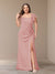 Sheath/Column Short Sleeves Chiffon Plus Size Bridesmaid Dresses with Split Side