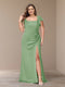 Sheath/Column Short Sleeves Chiffon Plus Size Bridesmaid Dresses with Split Side