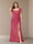 Sheath/Column Short Sleeves Chiffon Plus Size Bridesmaid Dresses with Split Side