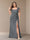 Sheath/Column Short Sleeves Chiffon Plus Size Bridesmaid Dresses with Split Side