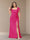 Sheath/Column Short Sleeves Chiffon Plus Size Bridesmaid Dresses with Split Side