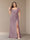 Sheath/Column Short Sleeves Chiffon Plus Size Bridesmaid Dresses with Split Side