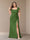 Sheath/Column Short Sleeves Chiffon Plus Size Bridesmaid Dresses with Split Side