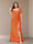 Sheath/Column Short Sleeves Chiffon Plus Size Bridesmaid Dresses with Split Side
