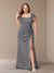 Sheath/Column Short Sleeves Chiffon Plus Size Bridesmaid Dresses with Split Side