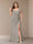 Sheath/Column Short Sleeves Chiffon Plus Size Bridesmaid Dresses with Split Side