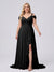 A-Line/Princess V-Neck Split Side Floor-Length Chiffon Plus Size Bridesmaid Dresses With Ruffles