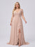 A-Line/Princess V-Neck Split Side Floor-Length Chiffon Plus Size Bridesmaid Dresses With Ruffles