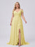 A-Line/Princess V-Neck Split Side Floor-Length Chiffon Plus Size Bridesmaid Dresses With Ruffles