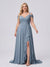 A-Line/Princess V-Neck Split Side Floor-Length Chiffon Plus Size Bridesmaid Dresses With Ruffles