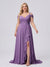 A-Line/Princess V-Neck Split Side Floor-Length Chiffon Plus Size Bridesmaid Dresses With Ruffles