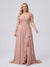 A-Line/Princess V-Neck Split Side Floor-Length Chiffon Plus Size Bridesmaid Dresses With Ruffles